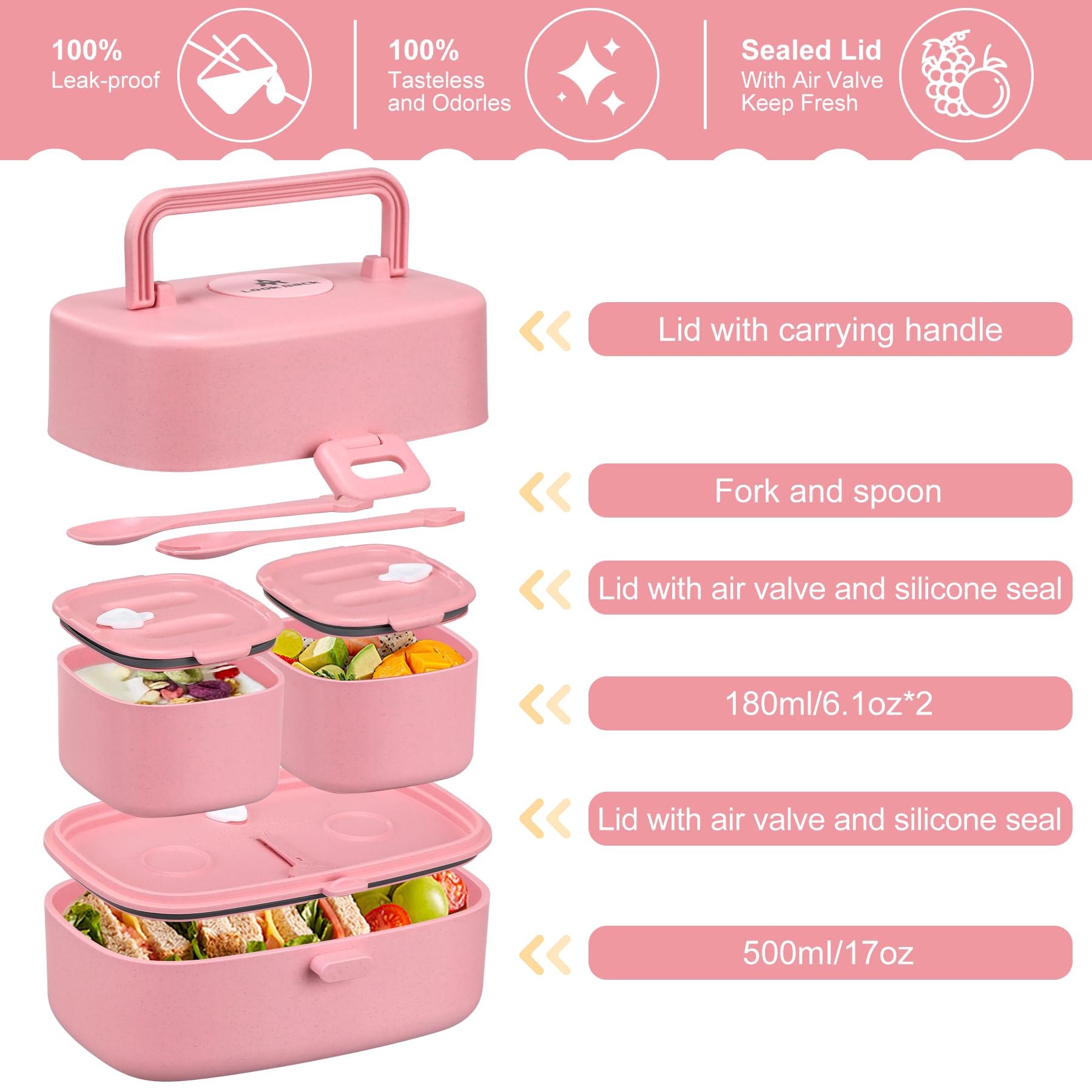 Pawtong three-compartment bento interior keeps foods separate