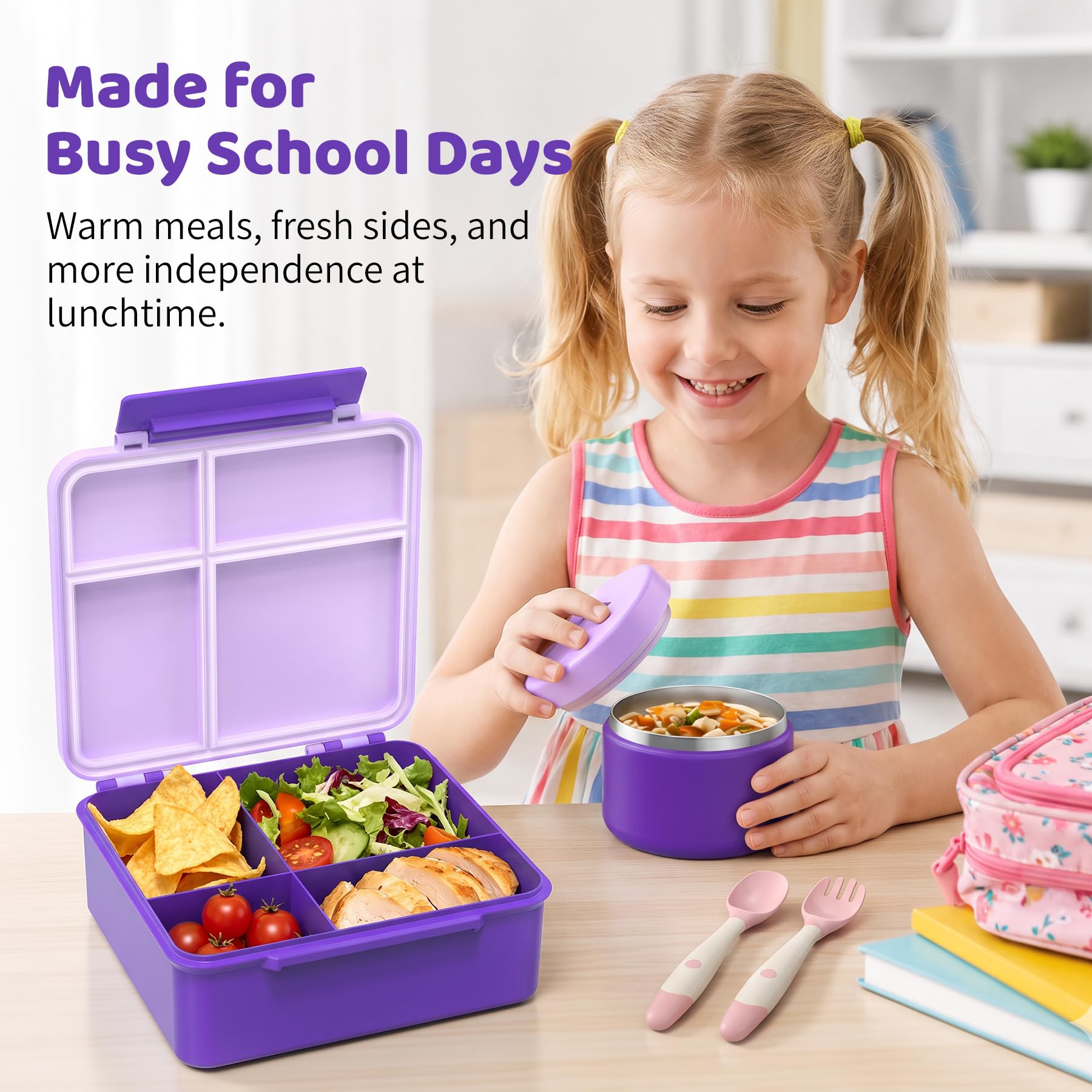 Pawtong lunch kit inside a school backpack lifestyle scene highlighting travel-ready convenience