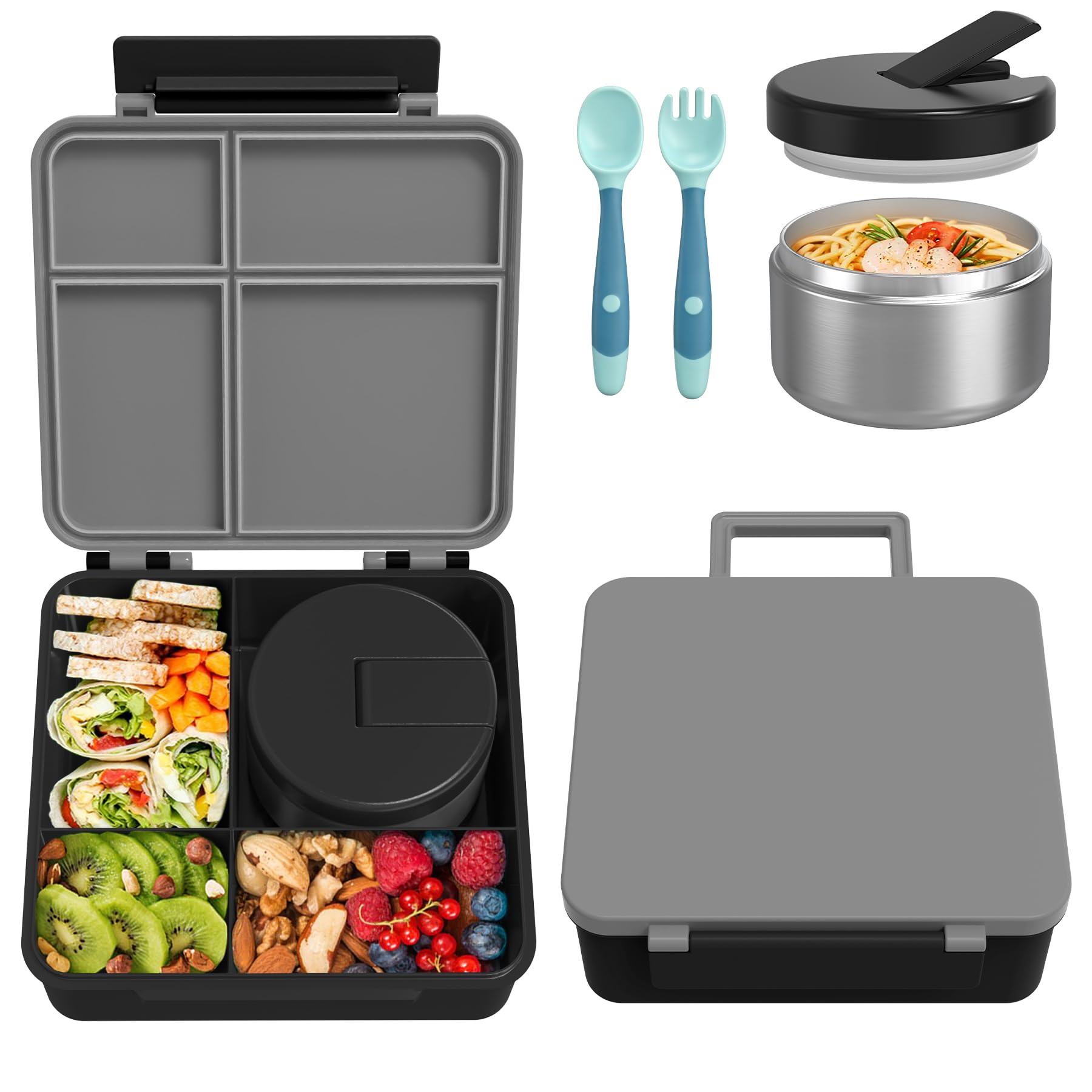Pawtong front view bento lunch box showing compact leakproof design and neat compartments