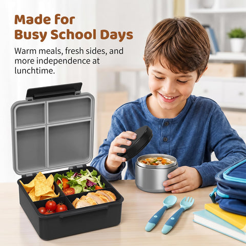 Pawtong lunch kit on school table depicting family-ready, balanced meal convenience