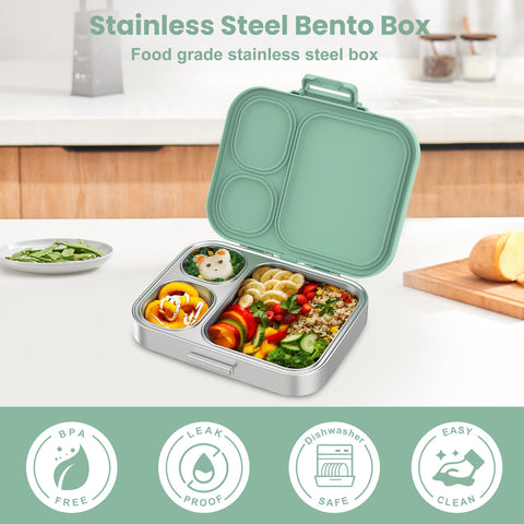Pawtong open bento showing three compartments for portion control and easy meal organization