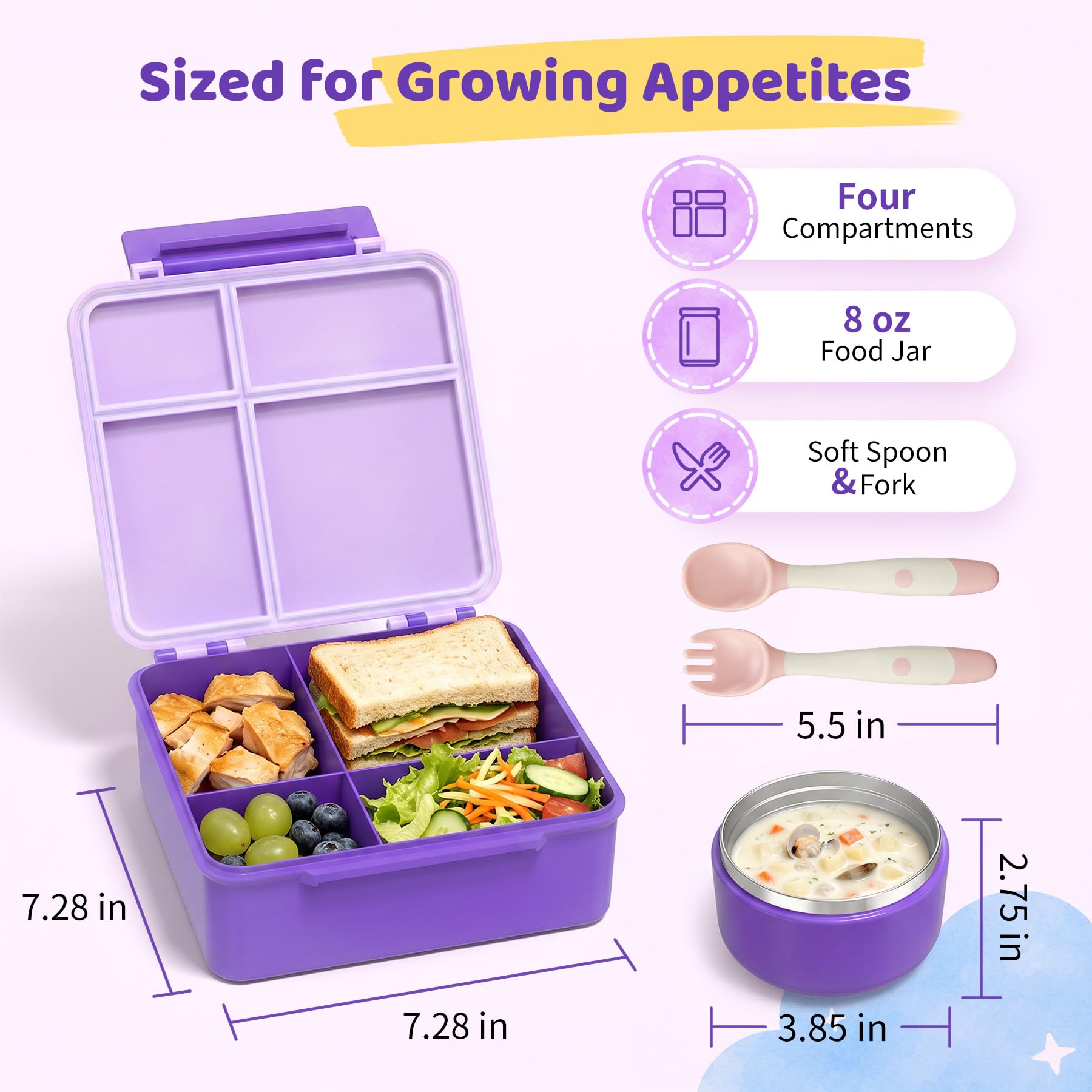 Pawtong bento next to water bottle for size comparison and convenient backpack fit