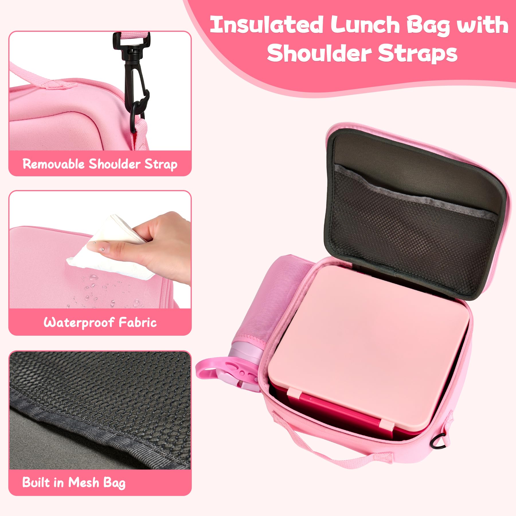 Pawtong water bottle and insulated lunch bag together for organized transport