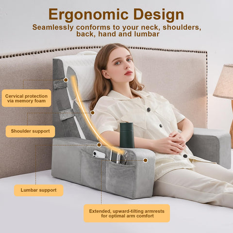 Paxato side profile showing pillow height for upright sitting support