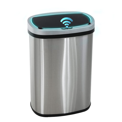 PayLessHere front view of stainless steel sensor bin showing sleek design and hygiene benefit