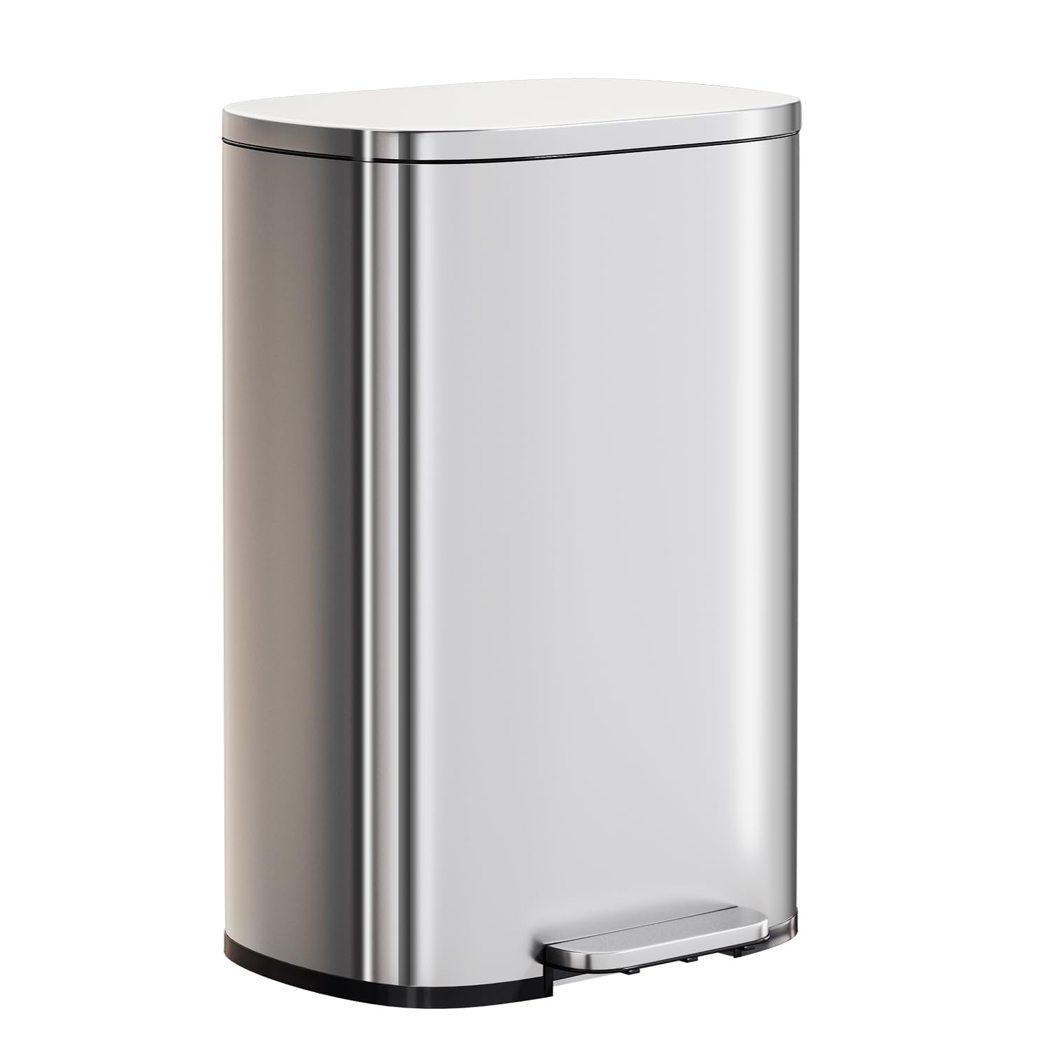 PayLessHere front view of 13-gallon steel trash can showing sleek design and capacity