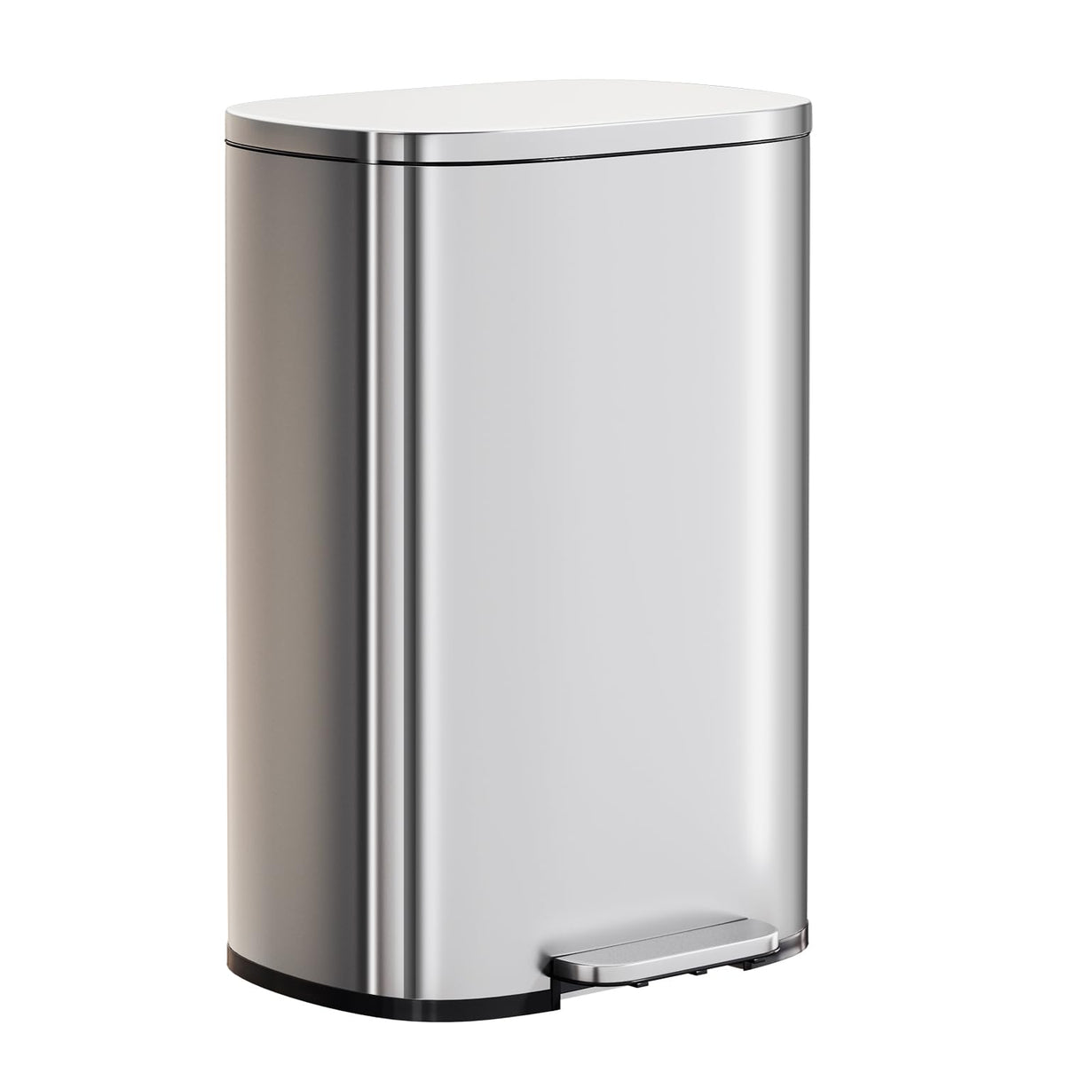 PayLessHere front view of 13-gallon steel trash can showing sleek design and capacity