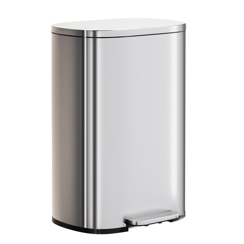 PayLessHere front view of 13-gallon steel trash can showing sleek design and capacity