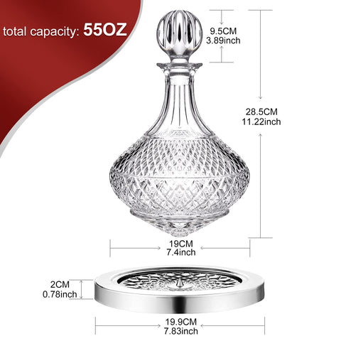 Paysky decanter side view highlighting spinning profile and dramatic aeration benefit