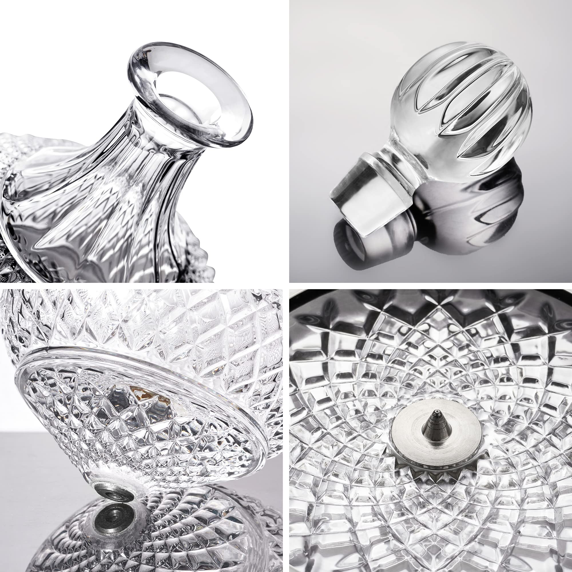 Paysky decanter top rim close-up showing hand-blown crystal clarity and smooth pour