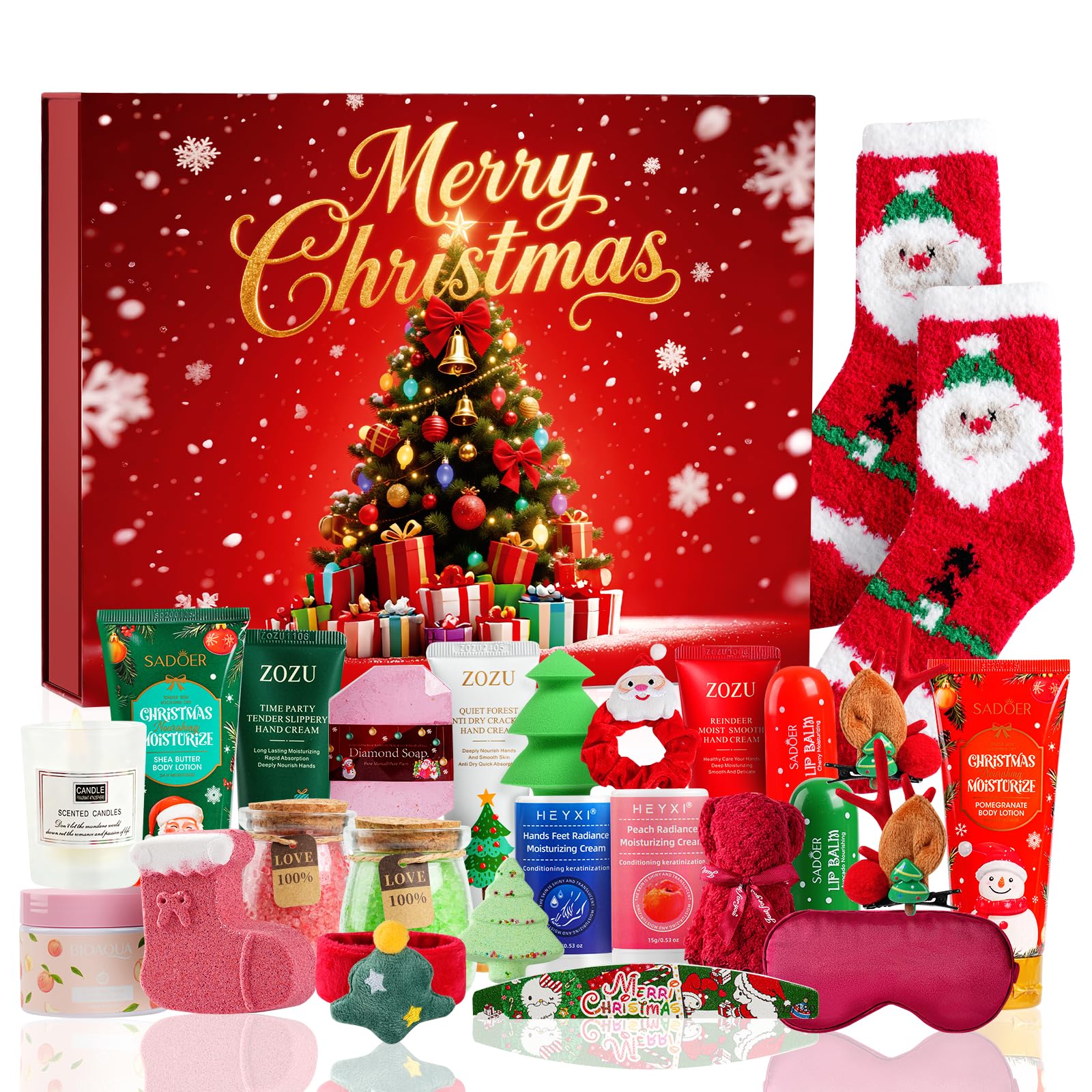 PBJWBDS calendar front packaging showing festive artwork and 24 doors, perfect gift presentation
