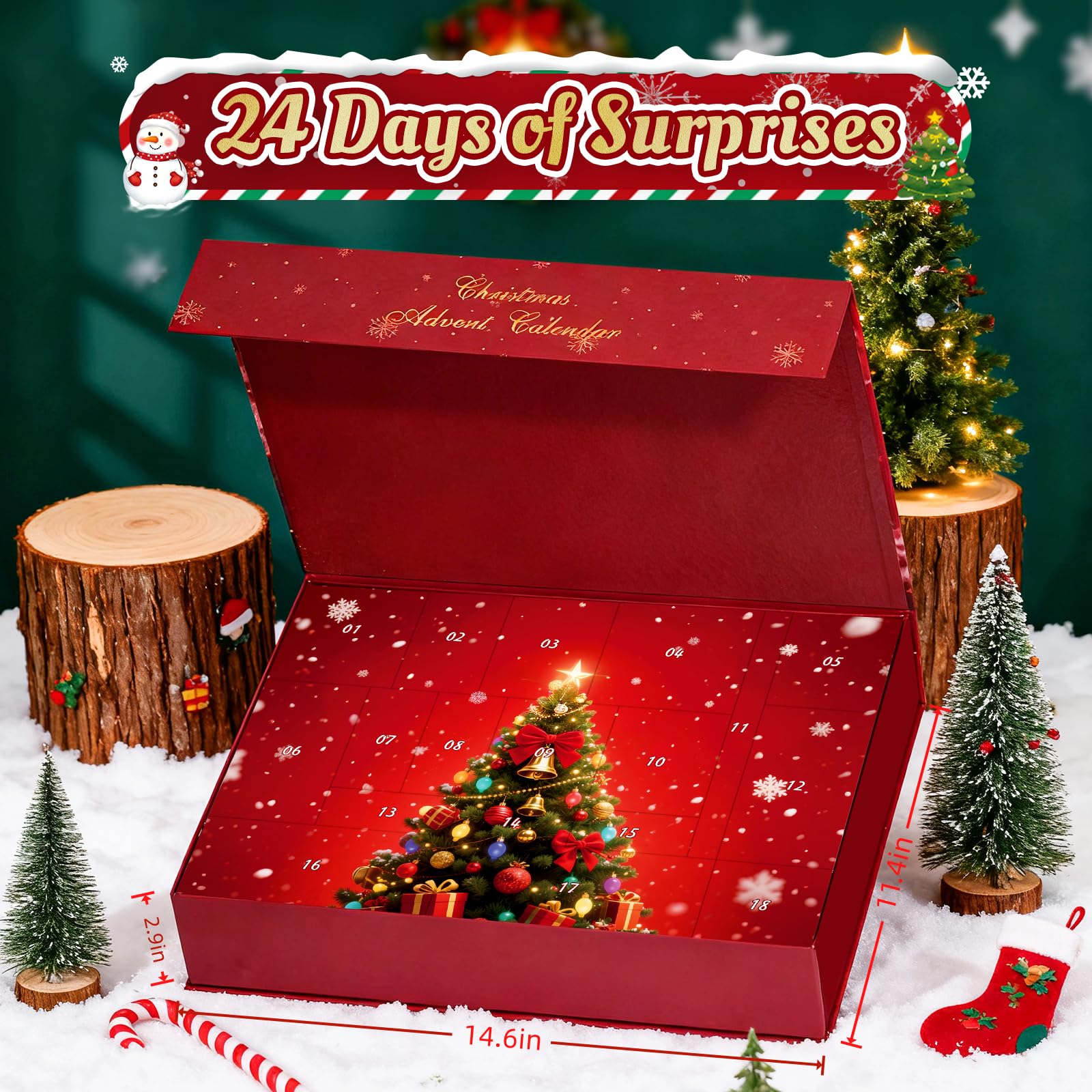PBJWBDS boxed advent calendar on table as gift-ready option for holiday parties and stocking stuffer