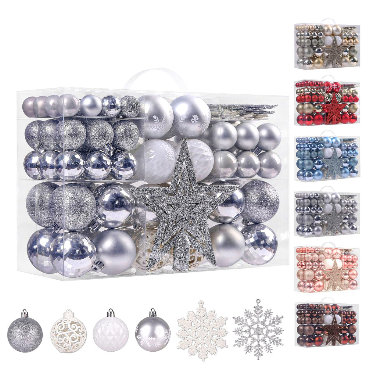 PEACELOVER front packaging showing 95-piece silver ornament set benefits