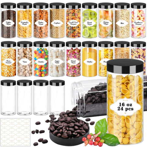 PeacePeo front view of 24 pack jars showing uniform clear storage
