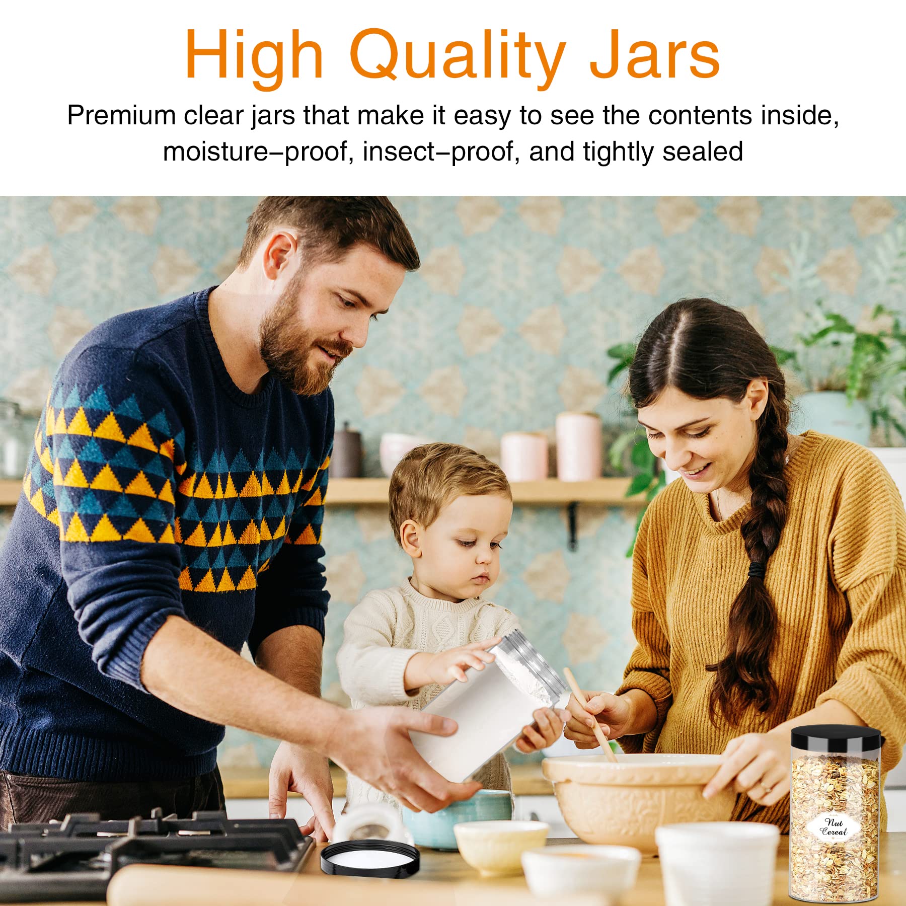 PeacePeo jars in a kitchen pantry storing dry goods for fast ingredient access