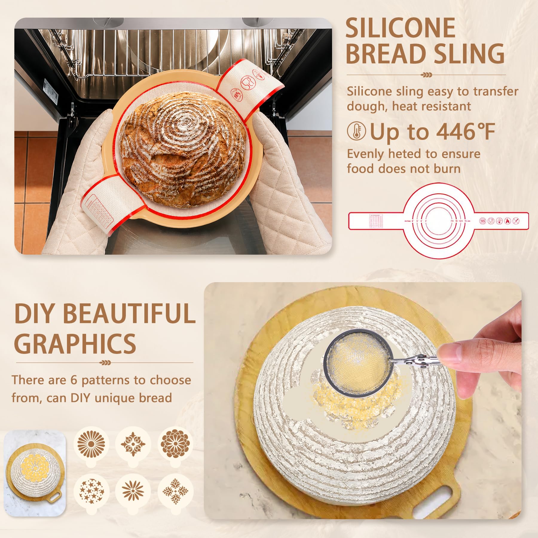 PeacePeo silicone sling and mat in use offering safe dough handling