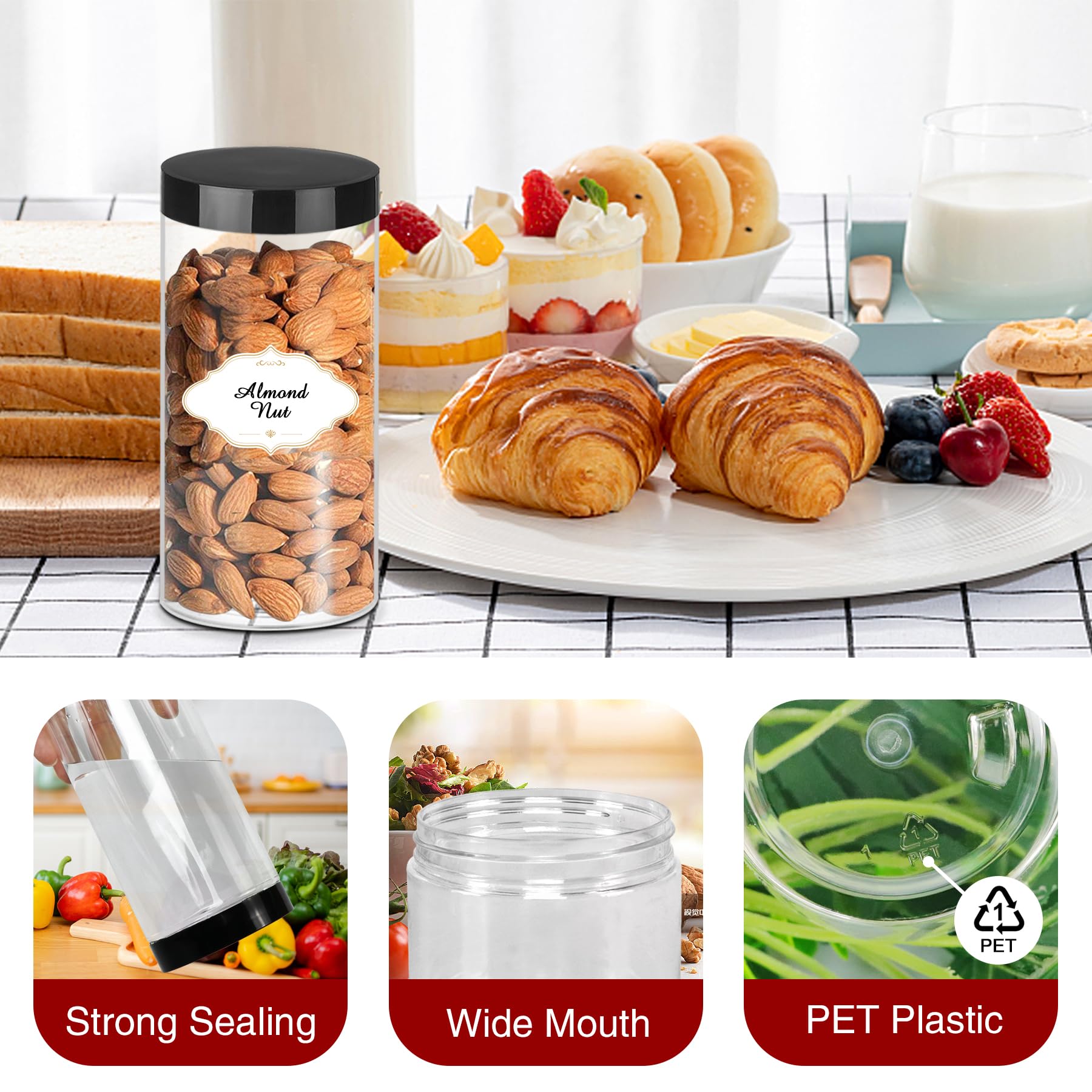 PeacePeo wide mouth jar open for easy filling and scooping