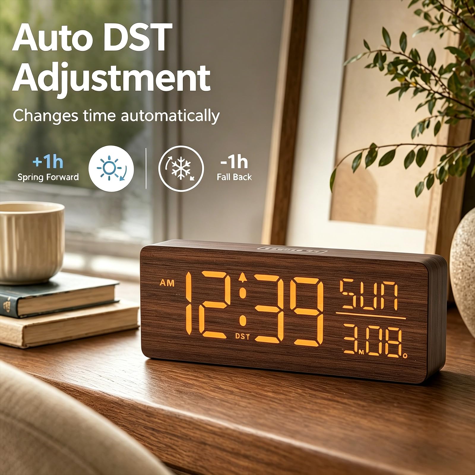 Peakeep placed on bedside nightstand demonstrating dimmable display benefit