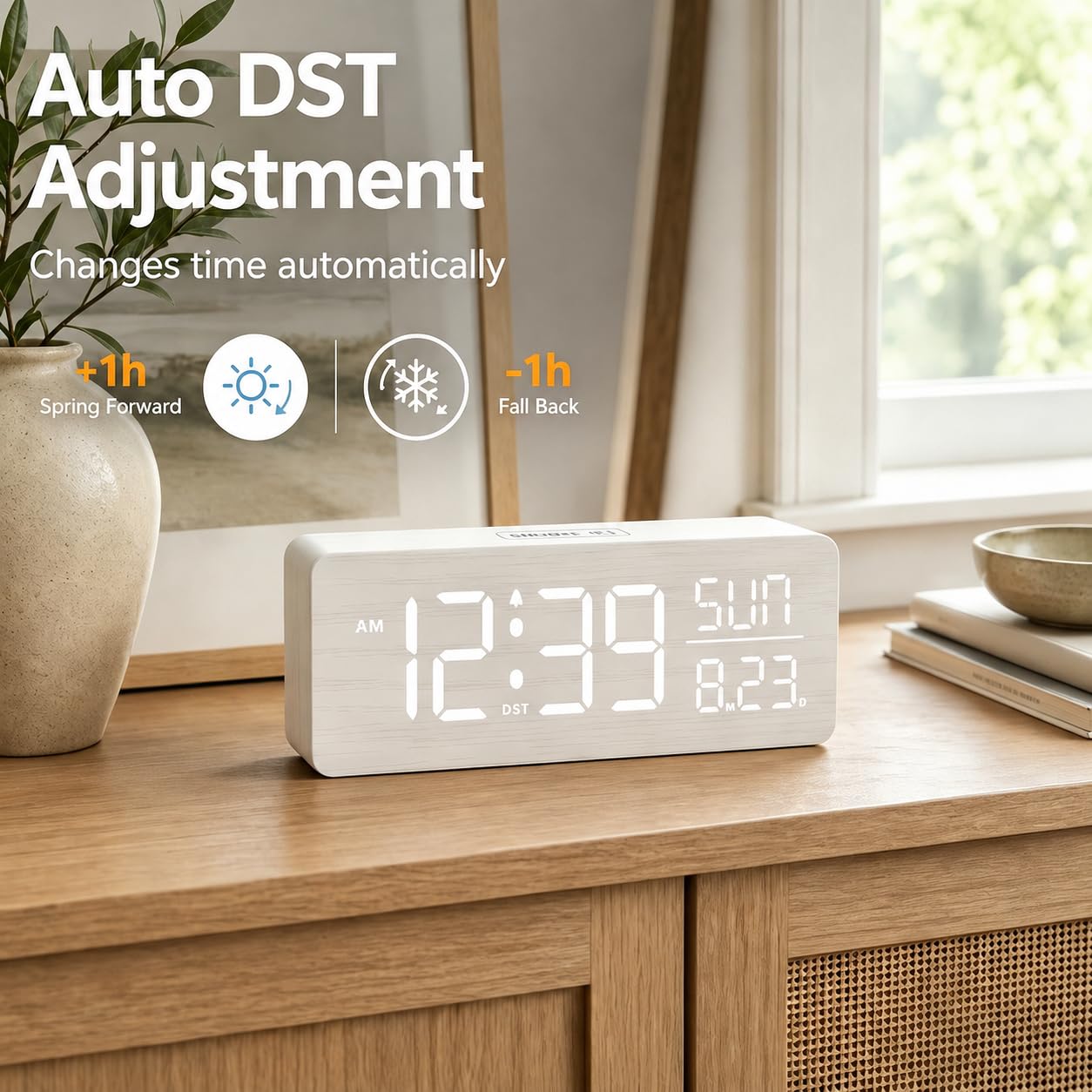 Peakeep on nightstand in bedroom providing stylish functionality