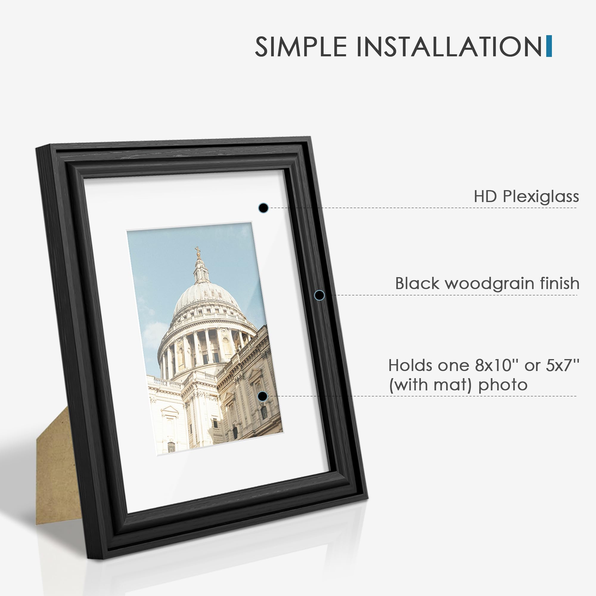 PEALSN 8x10 frame fitted with mat displaying a centered 5x7 photo neatly