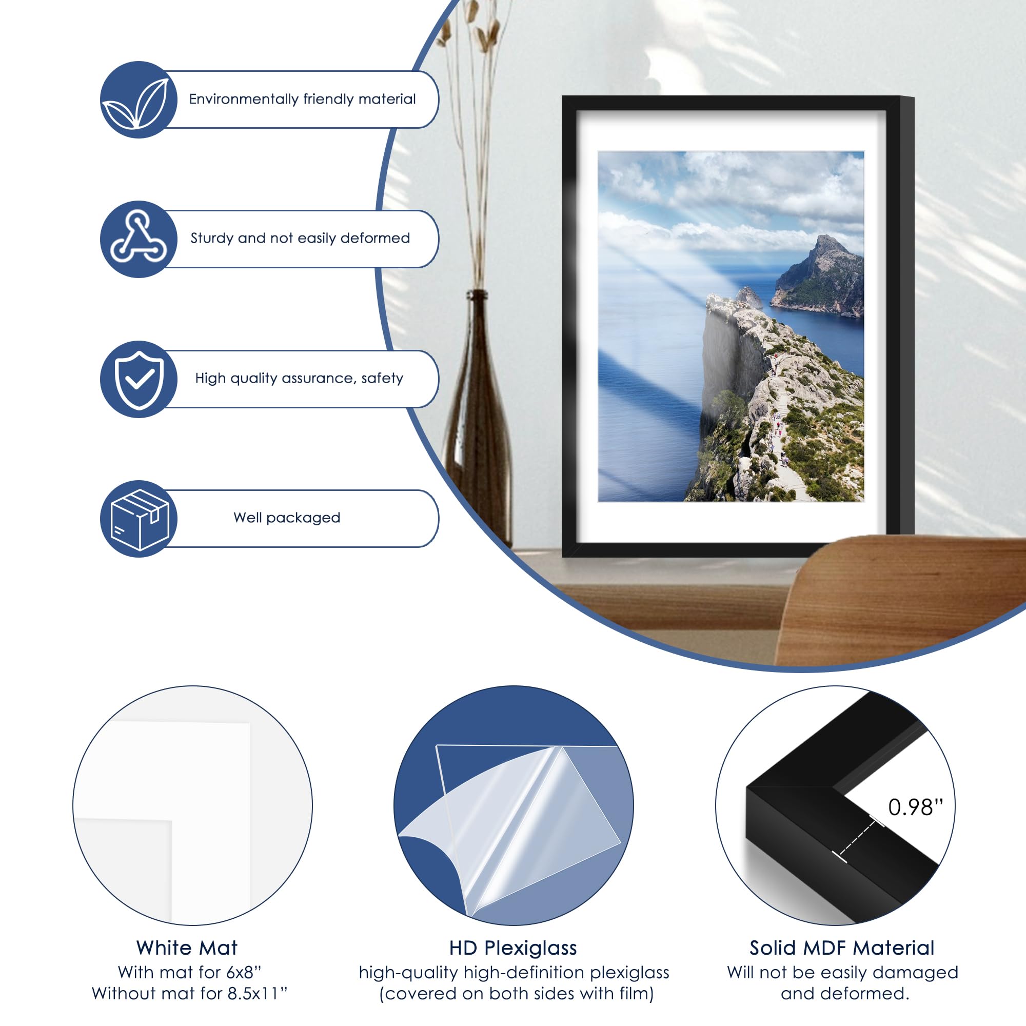 PEALSN frames on living room wall demonstrating cohesive gallery benefit
