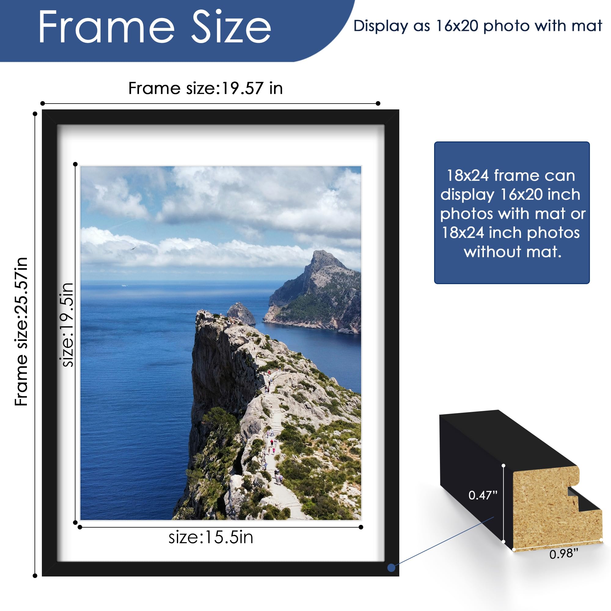 PEALSN removable mat showing 16x20 opening for flexible framing benefit