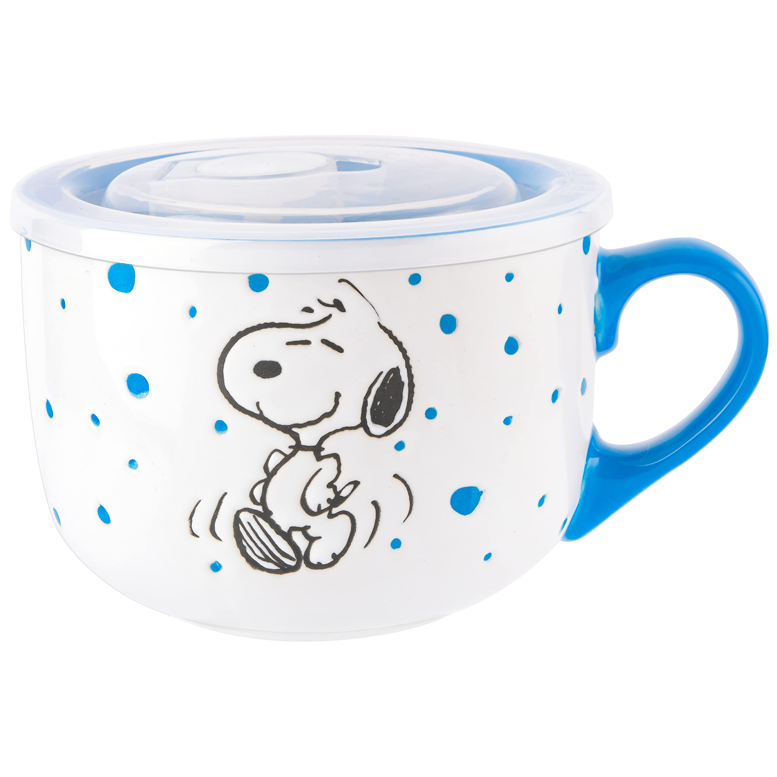 Peanuts mugs styled on table with food, showing attractive everyday presentation