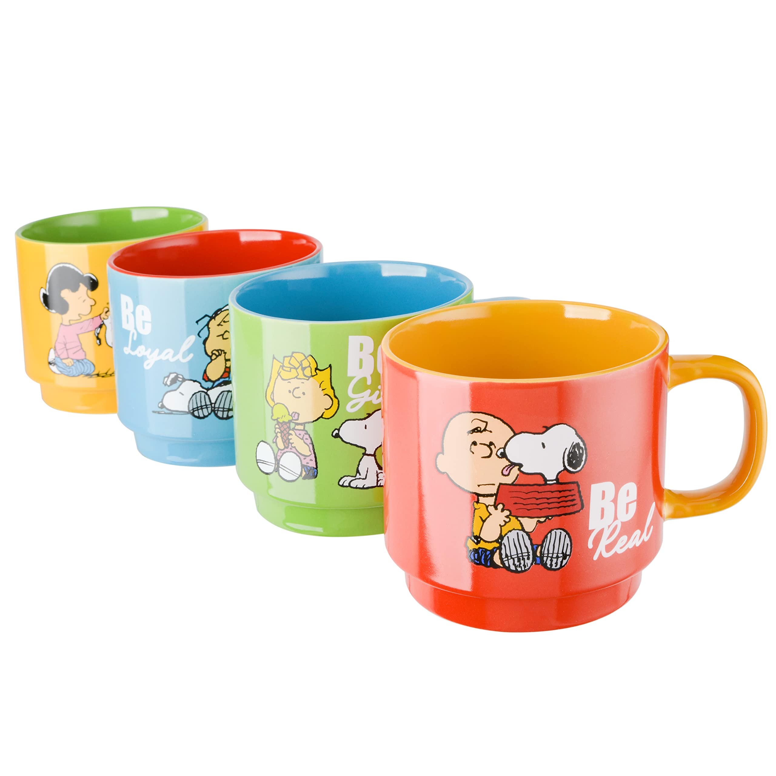 Peanuts top view inside mug showing glaze and roomy interior for bigger drinks benefit