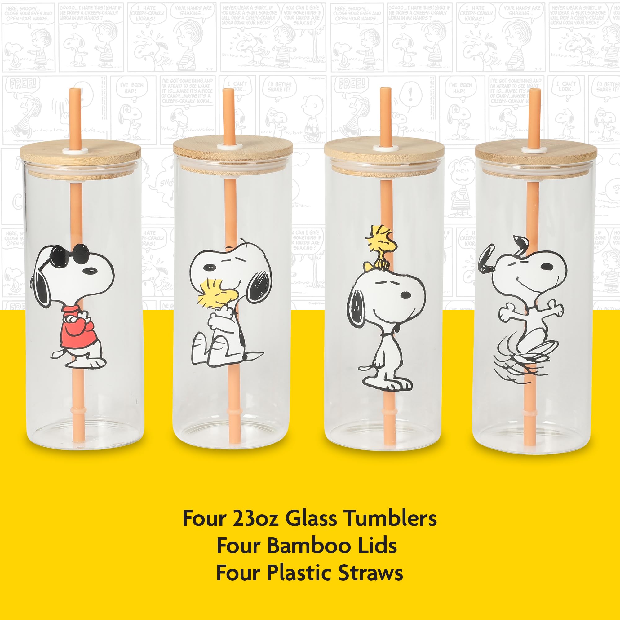 Peanuts snoopy reusable straw and lid detail showing easy-sip convenience