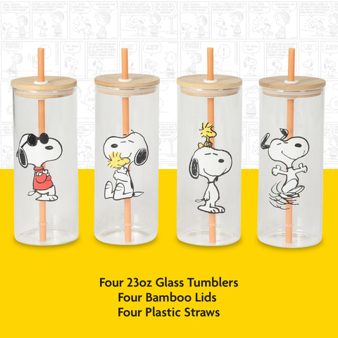 Peanuts snoopy reusable straw and lid detail showing easy-sip convenience