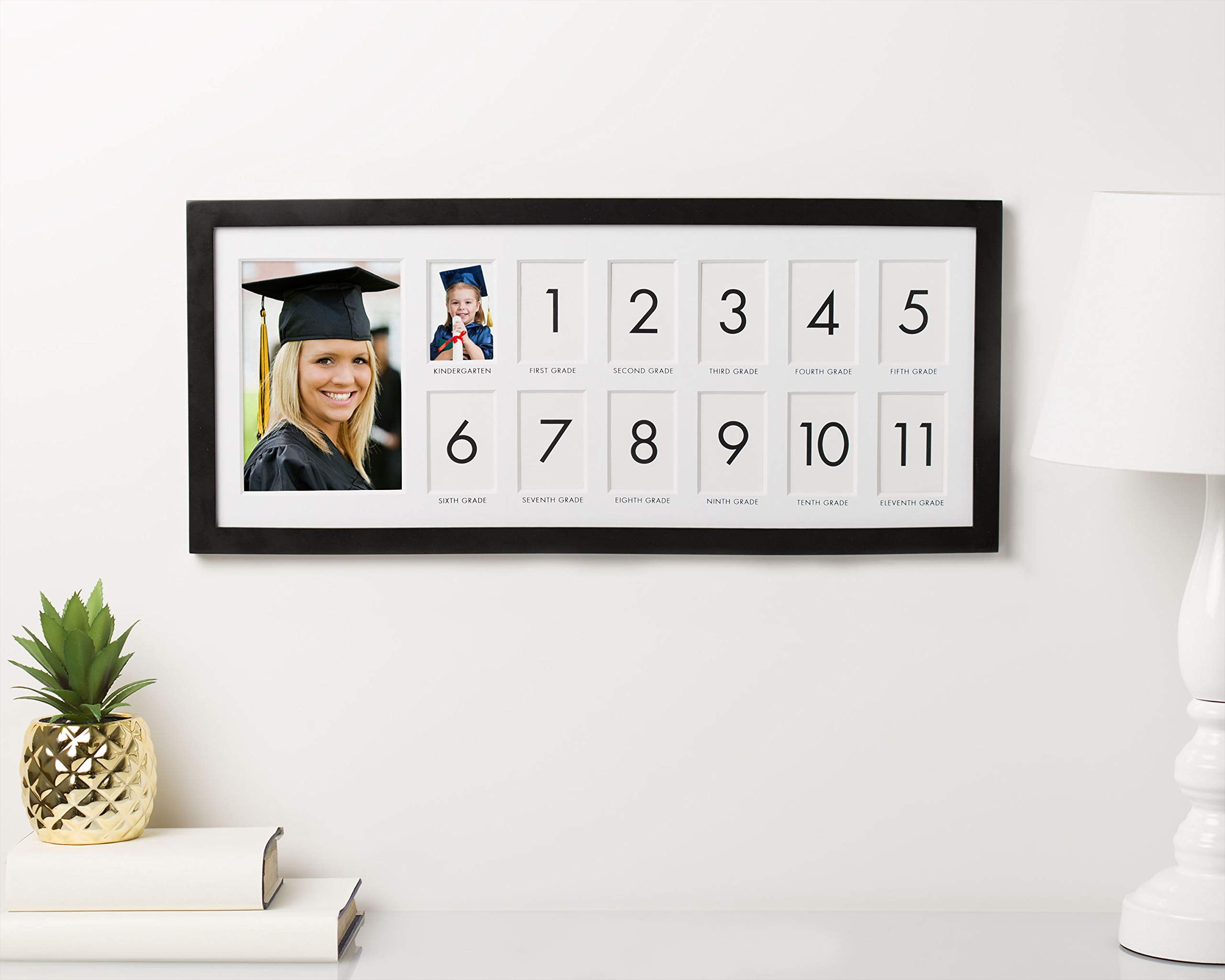 Pearhead framed collage displayed in living room adding sentimental décor benefit