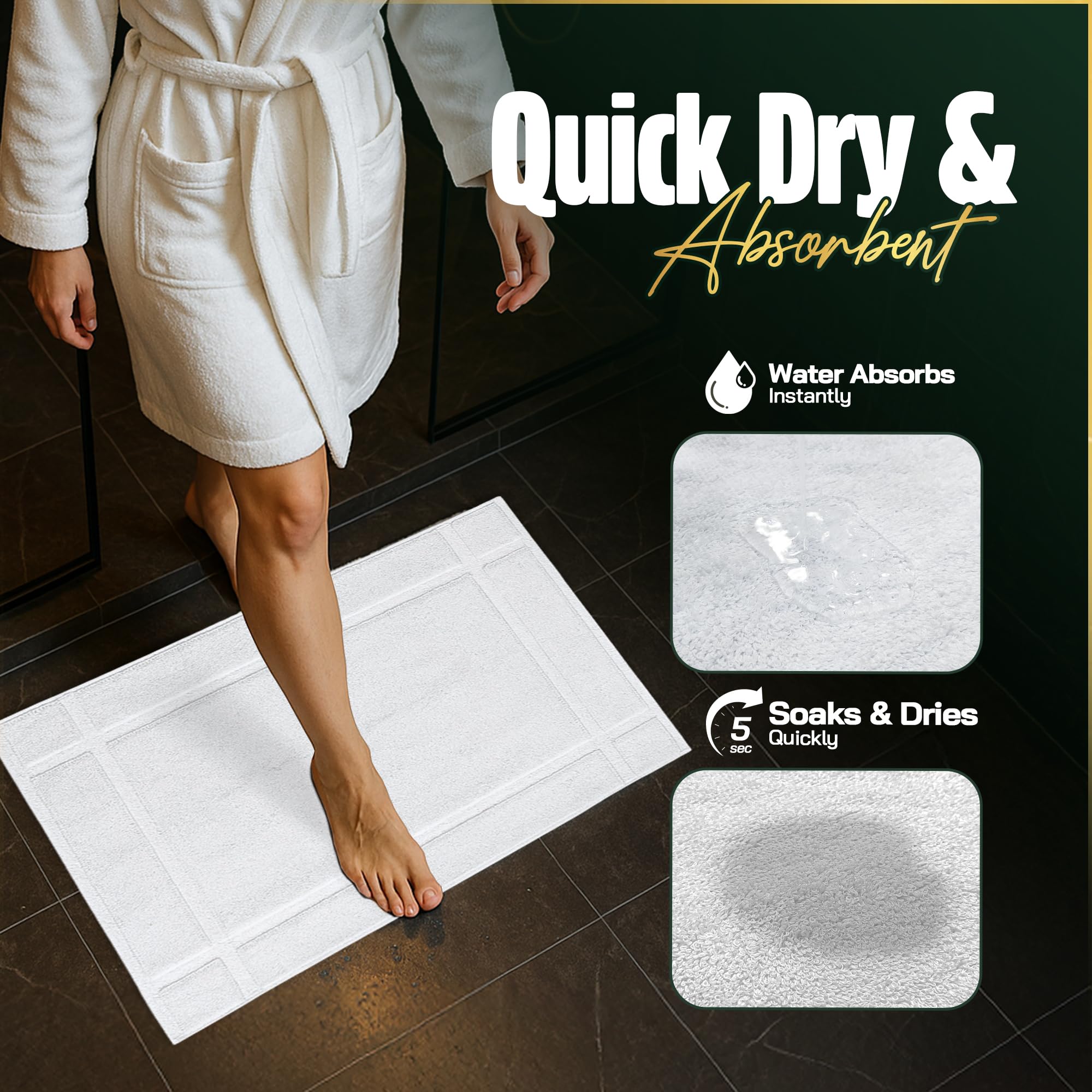 Pearl Linens mat placed outside shower door protecting floor and absorbing water