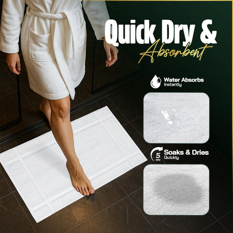 Pearl Linens mat placed outside shower door protecting floor and absorbing water