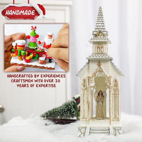 PEATOP close-up of hand-painted angel offering intricate seasonal detail