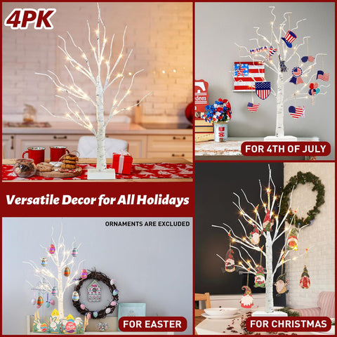 PEIDUO birch tree styled with mini ornaments demonstrating ability to hold lightweight décor