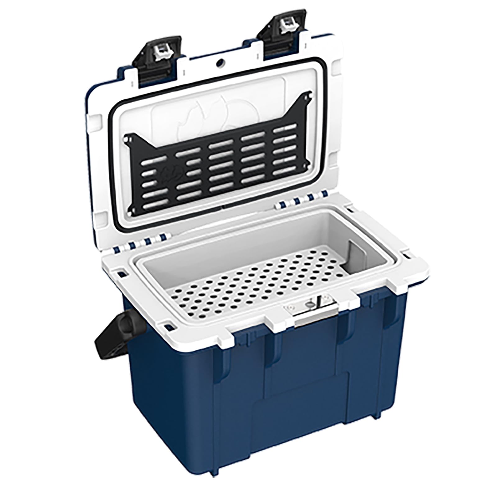 Pelican cooler interior with removable tray protecting dry items and organization