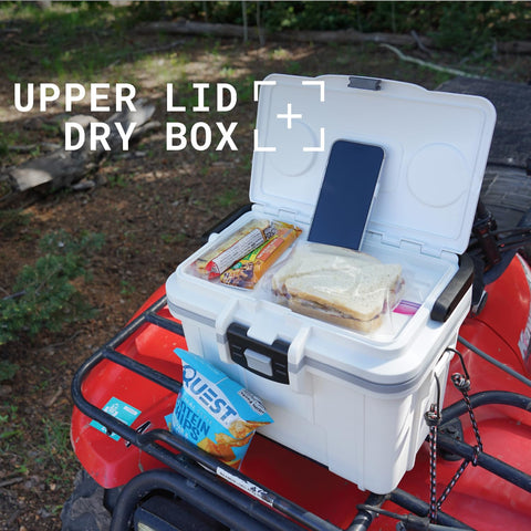 Pelican cooler with six cans inside showing true 8-quart capacity advantage