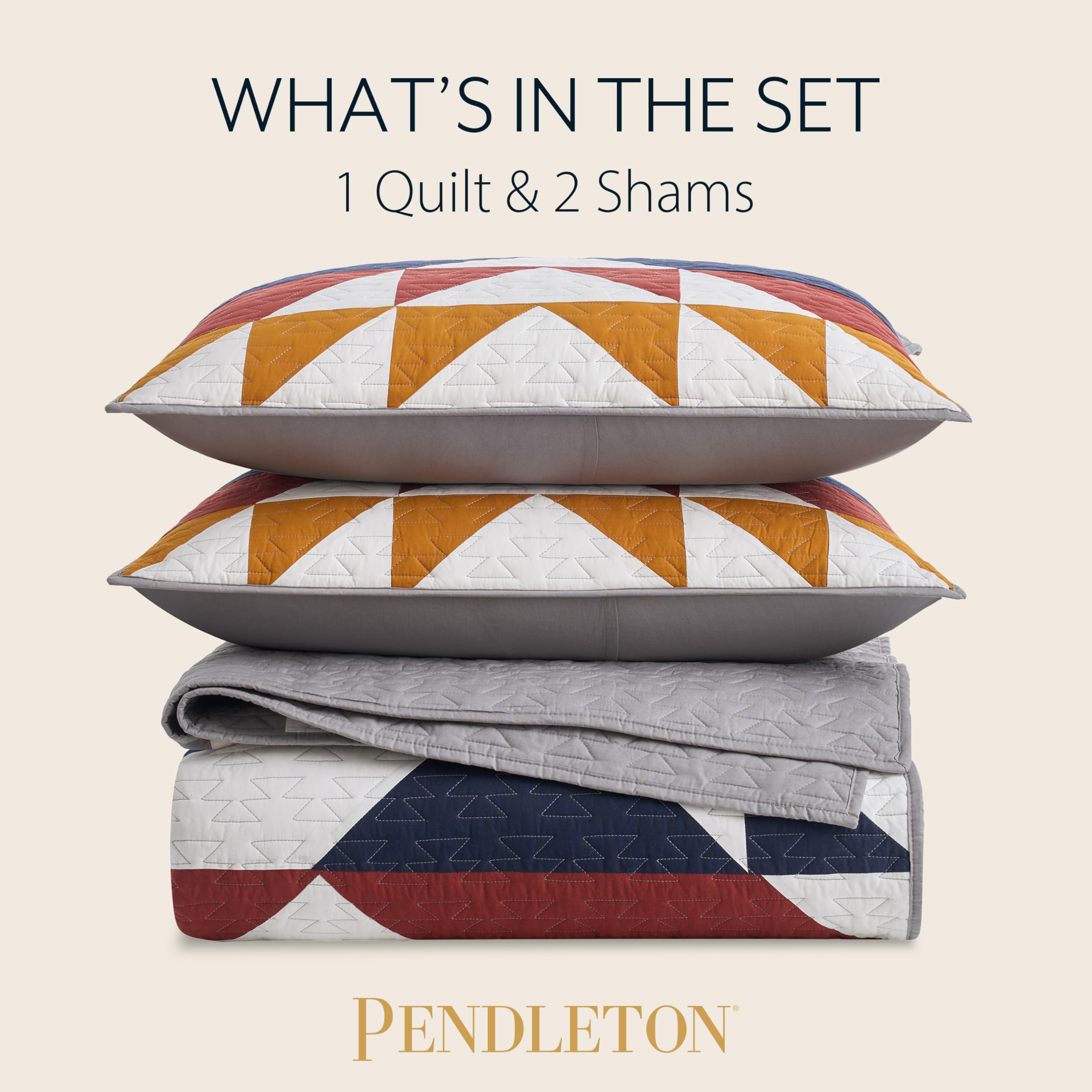 Pendleton Explorer quilt folded to show thickness and neat quilting for easy layering
