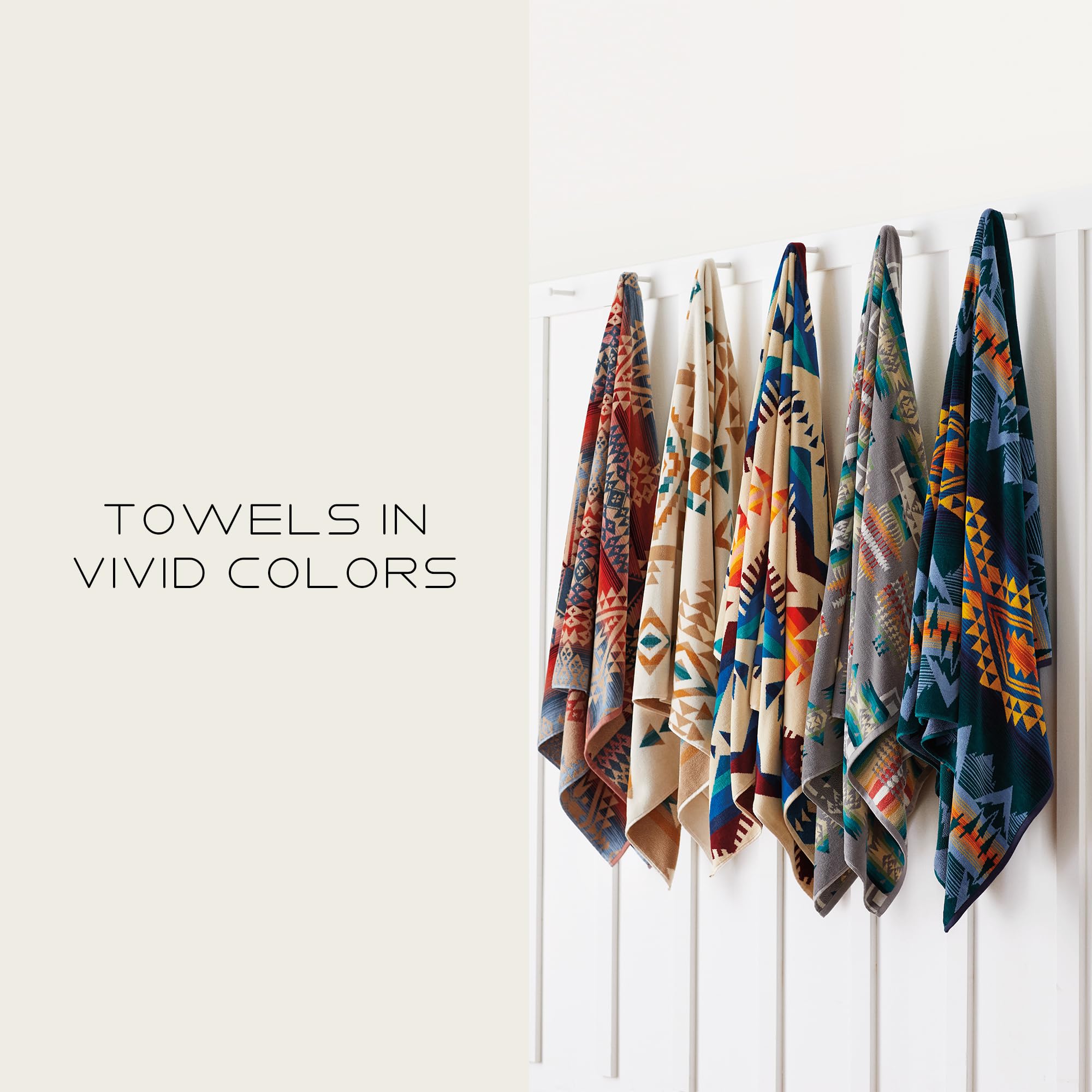 Pendleton towel styled in a spa setting conveying cozy luxury benefit