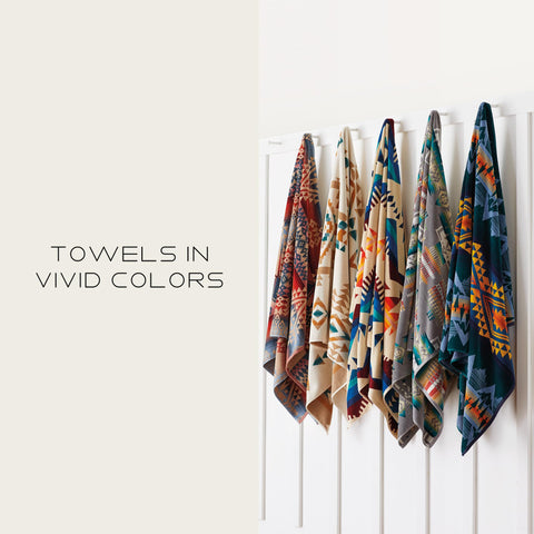 Pendleton towel styled in a spa setting conveying cozy luxury benefit