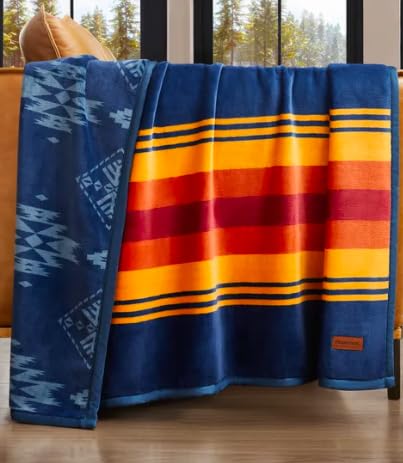 Pendleton front view showing Grand Canyon pattern and plush texture for cozy styling