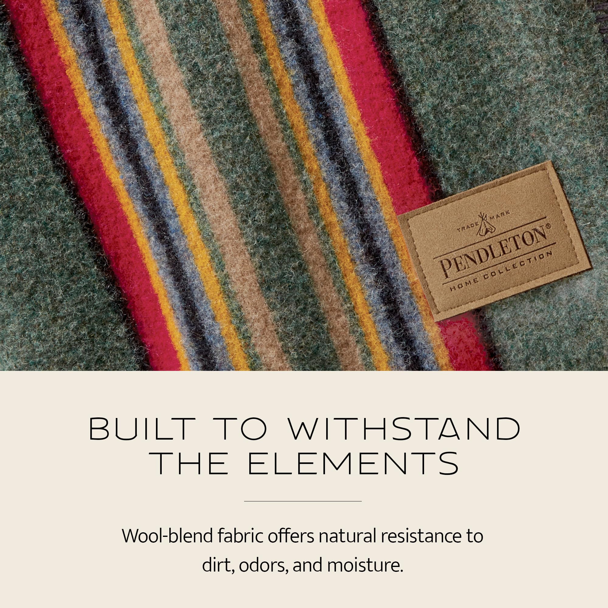 Pendleton visible whipstitch edge demonstrating reinforced durability