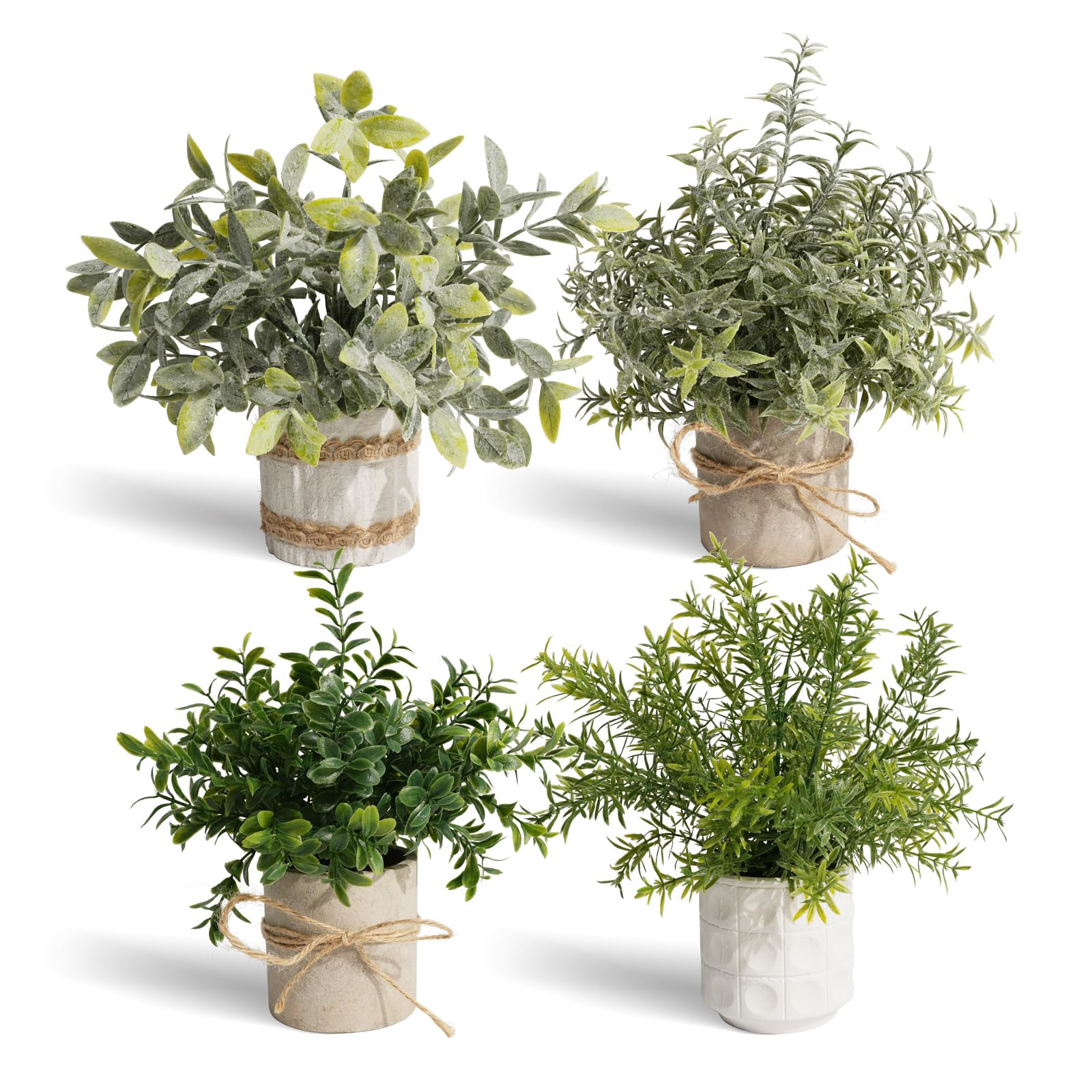 PENGYEE front view of four faux plants showing coordinated farmhouse look