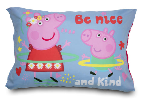 Peppa Pig bedding styled in a child's bedroom conveying bright, comforting ambiance