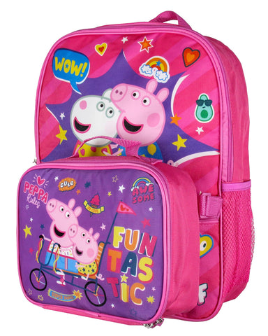 Peppa Pig lunch bag close-up of padded handle for comfortable carry benefit