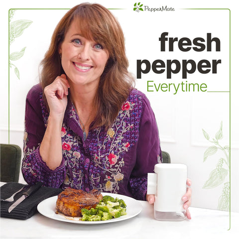 PepperMate clear side window detail for easy refill monitoring and convenience