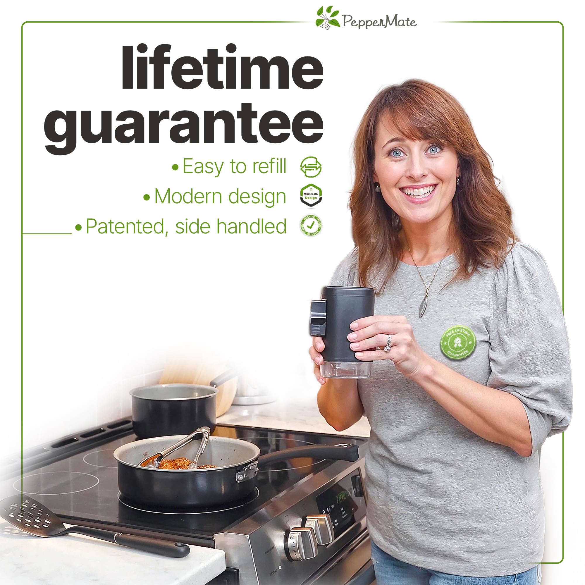 PepperMate beside ruler showing 5.5 inch scale for compact kitchen storage