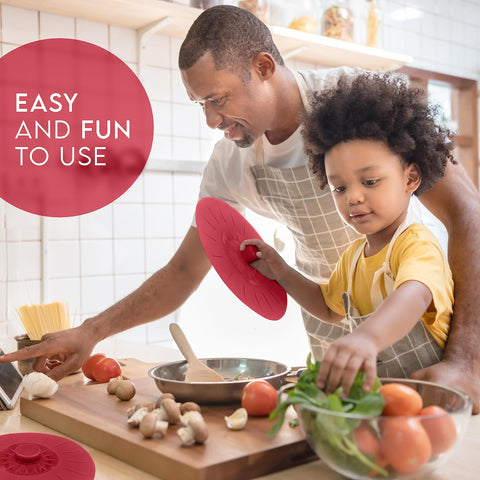 Perfect and Simple lid in use on a ceramic bowl preventing spills and keeping food fresh