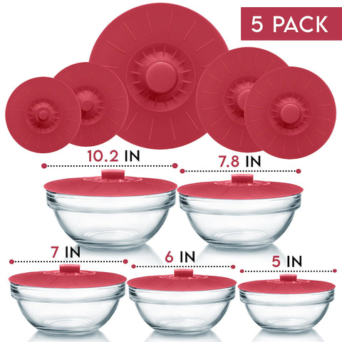 Perfect and Simple stacked lids nested together to save drawer space and reduce clutter