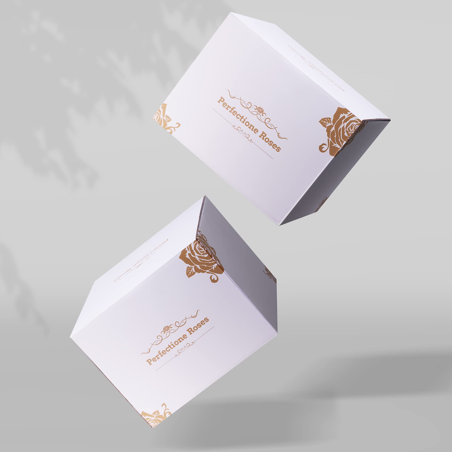 Perfectione Roses box next to hand showing size and scale for gifting